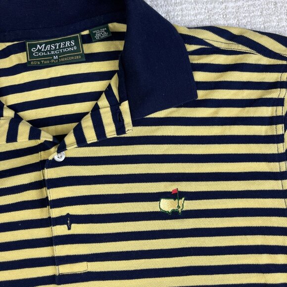 VINTAGE Masters Collection Golf Polo Shirt Mens M Yellow Striped Casual Adult - Picture 6 of 16